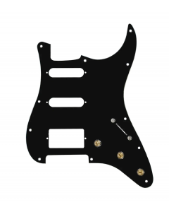 920D Custom HSS Pre-Wired Pickguard for Strat With A Black Pickguard and S5W-HSS-BL Wiring Harness