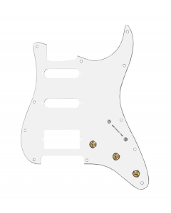 920D Custom HSS Pre-Wired Pickguard for Strat With A White Pickguard and S5W-HSS-BL Wiring Harness