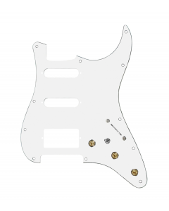 920D Custom HSS Pre-Wired Pickguard for Strat With A White Pickguard and S7W-HSS-MT Wiring Harness