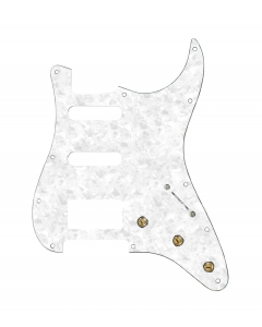 920D Custom HSS Pre-Wired Pickguard for Strat With A White Pearl Pickguard and S5W-HSS-BL Wiring Harness