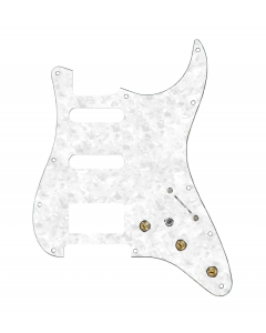 920D Custom HSS Pre-Wired Pickguard for Strat With A White Pearl Pickguard and S7W-HSS-MT Wiring Harness