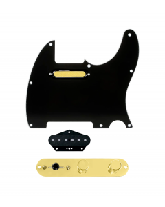 920D Custom Gold Foil Loaded Pickguard for Tele With Black Pickguard and T3W-G Control Plate