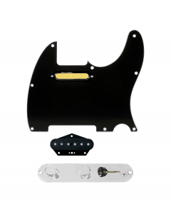 920D Custom Gold Foil Loaded Pickguard for Tele With Black Pickguard and T3W-REV-C Control Plate