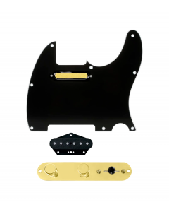 920D Custom Gold Foil Loaded Pickguard for Tele With Black Pickguard and T3W-REV-G Control Plate