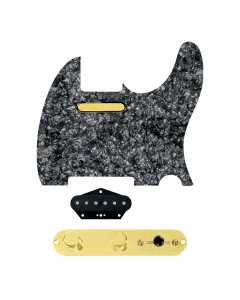 920D Custom Gold Foil Loaded Pickguard for Tele With Black Pearl Pickguard and T3W-REV-G Control Plate