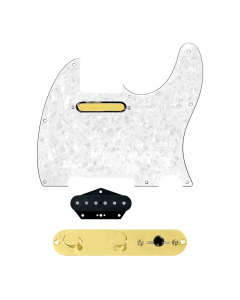 920D Custom Gold Foil Loaded Pickguard for Tele With White Pearl Pickguard and T3W-REV-G Control Plate