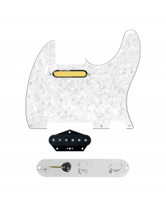 920D Custom Gold Foil Loaded Pickguard for Tele With White Pearl Pickguard and T4W-C Control Plate