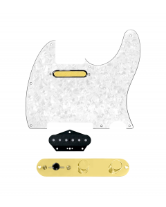 920D Custom Gold Foil Loaded Pickguard for Tele With White Pearl Pickguard and T4W-G Control Plate