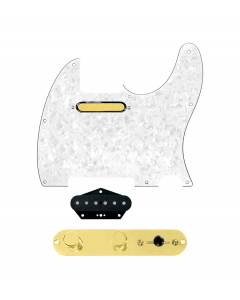 920D Custom Gold Foil Loaded Pickguard for Tele With White Pearl Pickguard and T4W-REV-G Control Plate