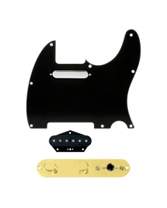 920D Custom Texas Grit Loaded Pickguard for Tele With Black Pickguard and T3W-REV-G Control Plate