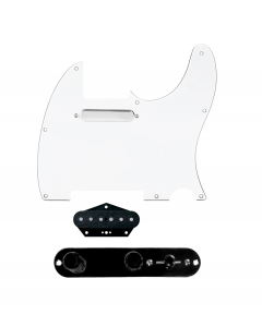 920D Custom Texas Grit Loaded Pickguard for Tele With White Pickguard and T3W-REV-B Control Plate