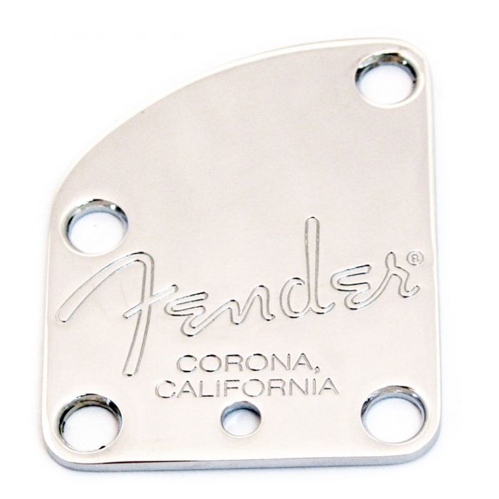 Genuine Fender American Deluxe Strat 4-Bolt Corona Neck Plate - Chrome