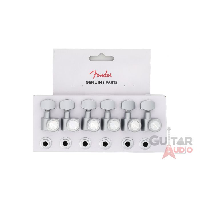 Genuine Fender Locking 2-pin F Strat/Tele Tuners Machines BRUSHED CHROME