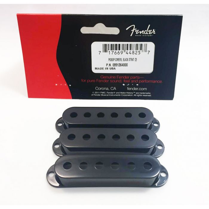 Genuine Fender BLACK Strat/Stratocaster Pickup Covers - Set of 3