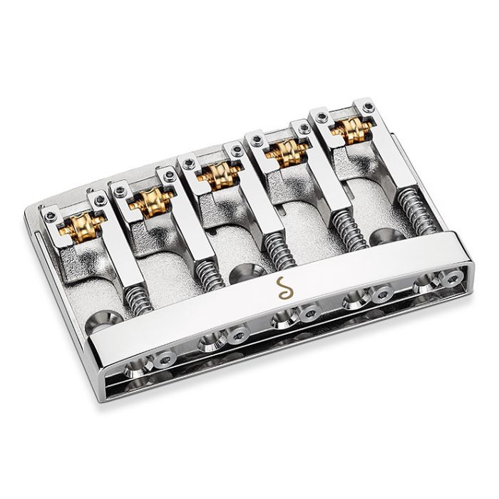 Schaller Germany 3D5 5-String Flatmount Roller Bass Bridge, CHROME 12140200