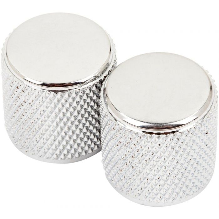 Genuine Fender Tele Telecaster/P-Bass Chrome Metal Guitar Barrel Knobs (2)