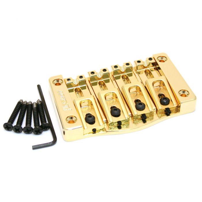 Hipshot 5T400G 4-String TransTone Flat Mount .750" Spacing Bass Bridge - GOLD