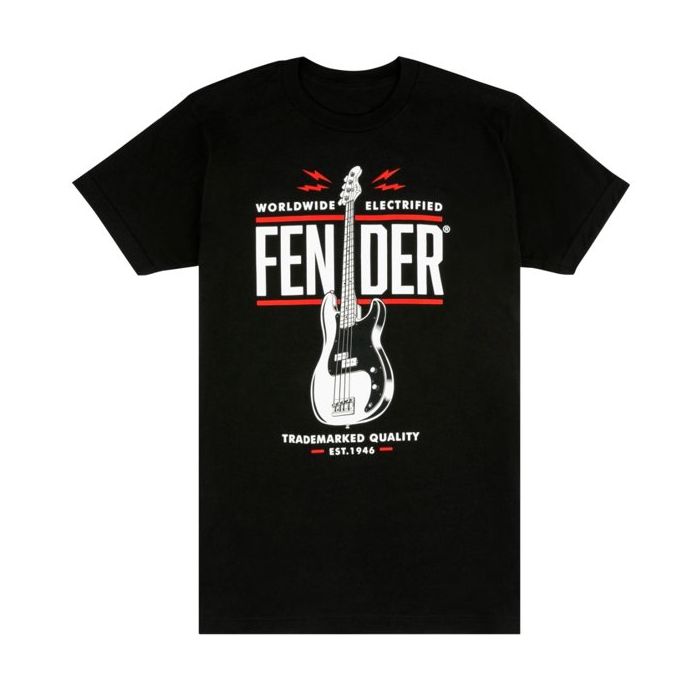 Fender Precision/P-Bass Player Men's T-Shirt, Black, XL (EXTRA LARGER)