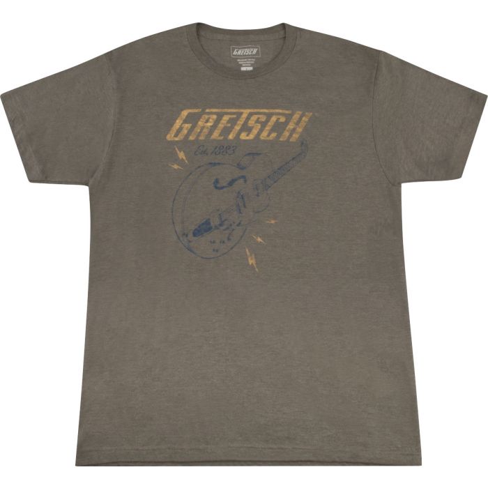 Gretsch Guitars Lighting Bolt Graphic T-Shirt, Brown, XXL, 2XL