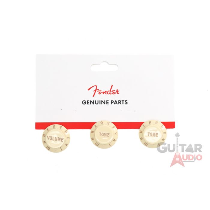 Genuine Fender Stratocaster/Strat Aged White Guitar Knobs - 2 Tone, 1 Volume