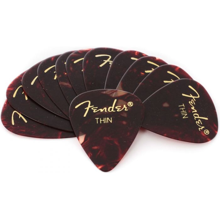 Fender 351 Classic Celluloid Guitar Picks - SHELL, THIN - 12-Pack (1 Dozen)