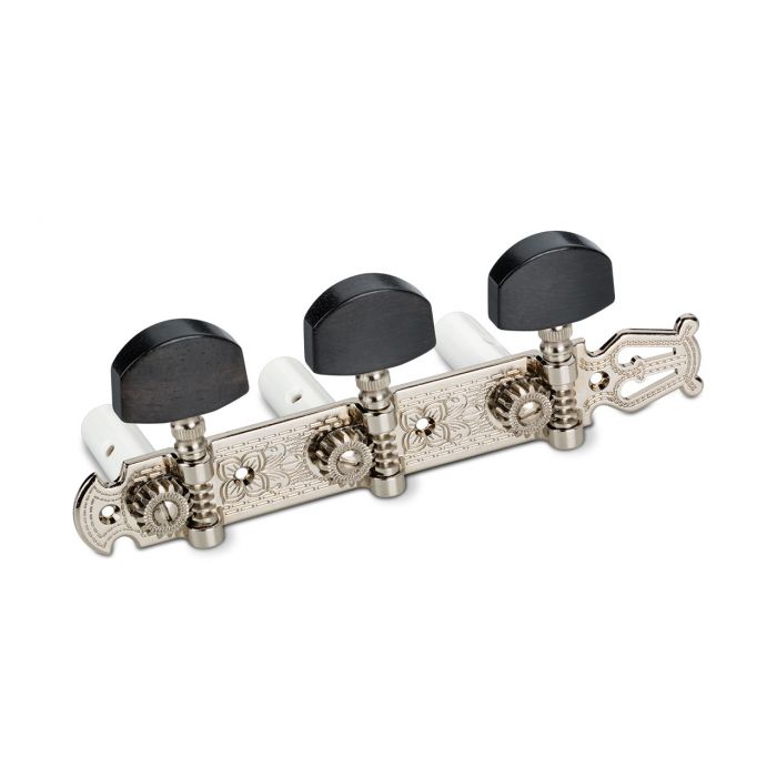 Schaller Germany 3x3 Classic Lyra Classical Guitar Tuners - Nickel/Ebony