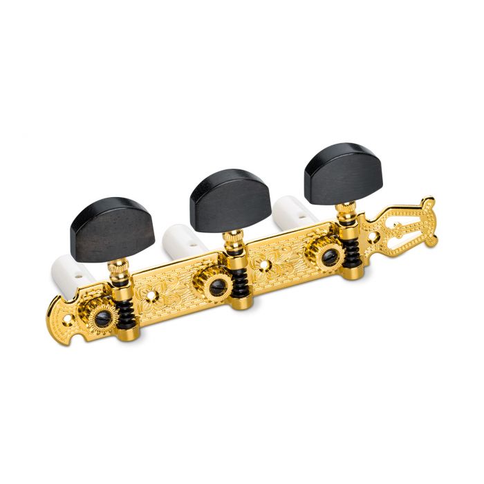 Schaller Germany 3x3 Classic Lyra Classical Guitar Tuners - Gold/Ebony