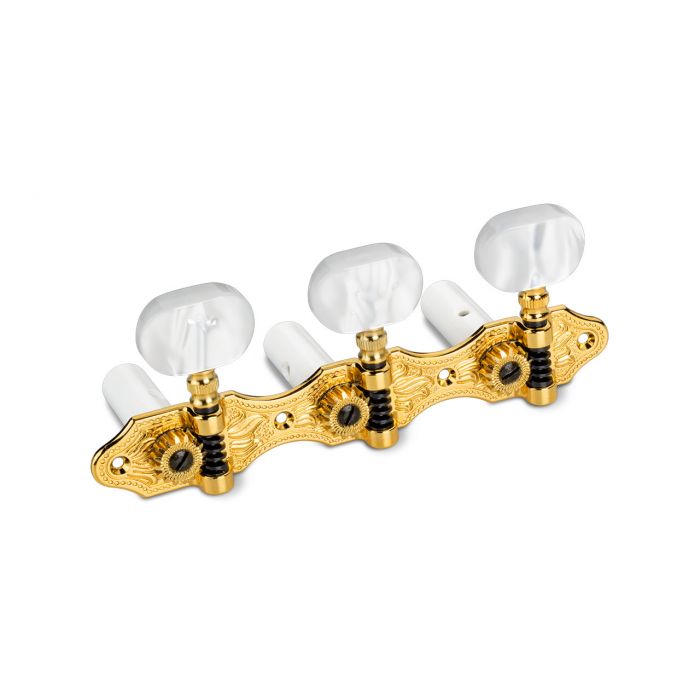 Schaller Germany 3x3 Classic Hauser Classical Guitar Tuners - Gold/Pearl