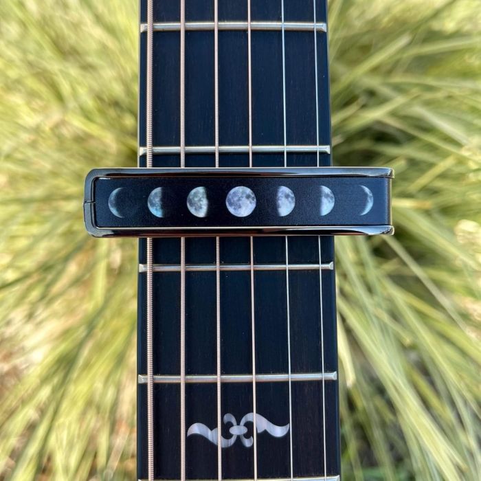 Thalia Deluxe Series Guitar Capo - Moon Phases on Pearl, Black Chrome