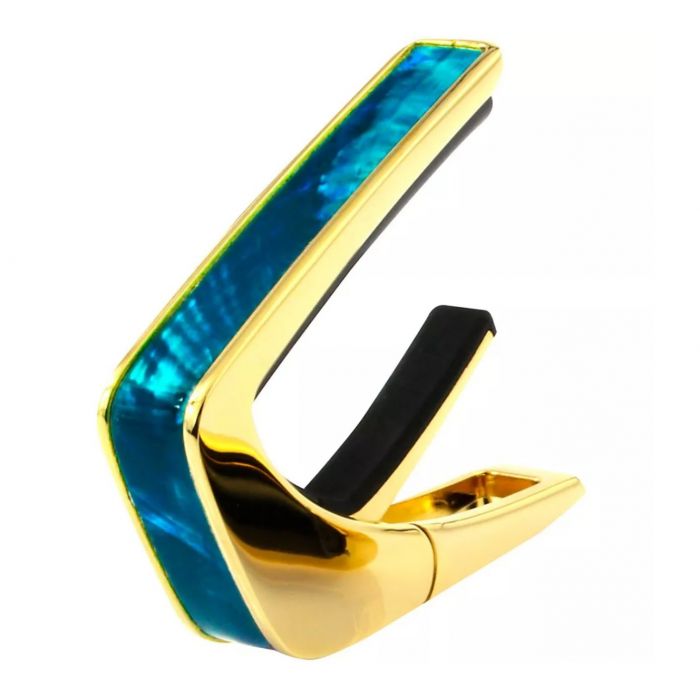 Thalia Shell Collection Guitar Capo - Teal Angel Wing Inlay, 24k Gold