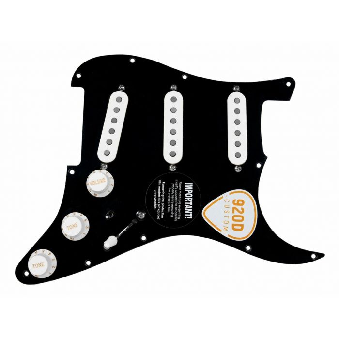 920D Custom Fiesta DG Pickups BLACK/WHITE Loaded Pickguard for Fender Strat