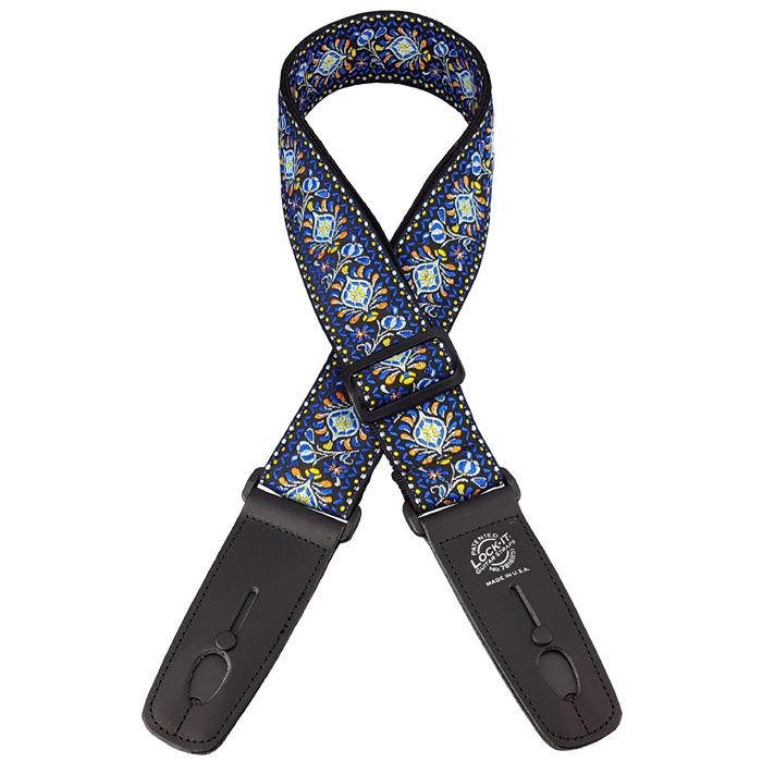 Lock-It Retro Vintage 2" Guitar Strap, Jacquard Blue Chill, LIS-062-BC