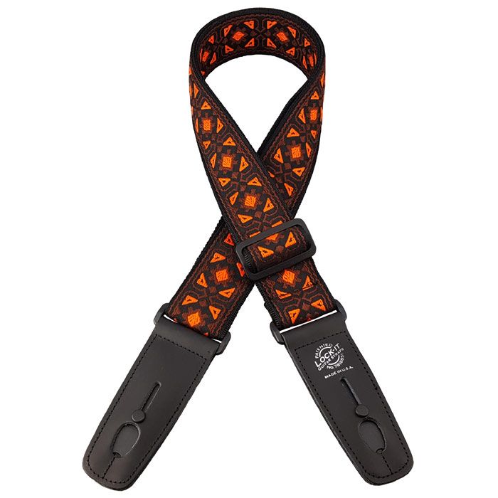 Lock-It Retro Vintage 2" Guitar Strap, Troubadour Orange, LIS-068-TR