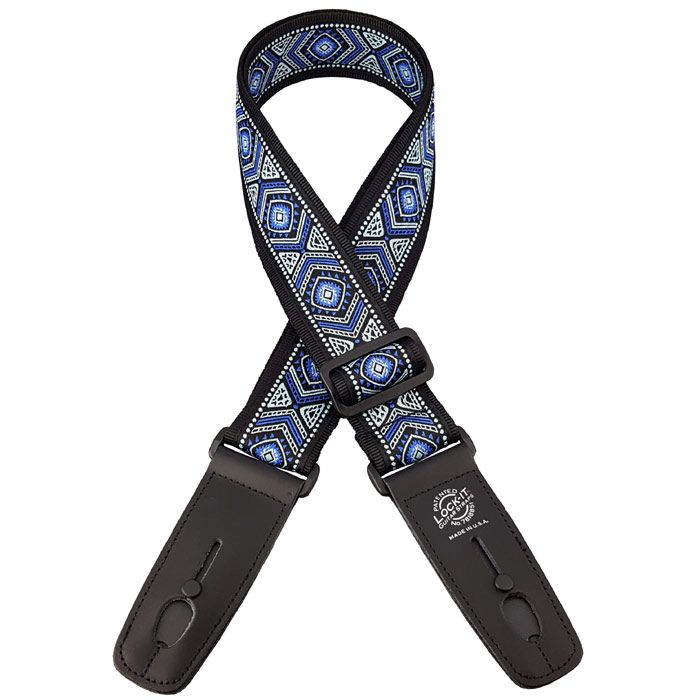 Lock-It Retro Vintage 2" Guitar Strap, Mariner Blue, LIS-069-MR