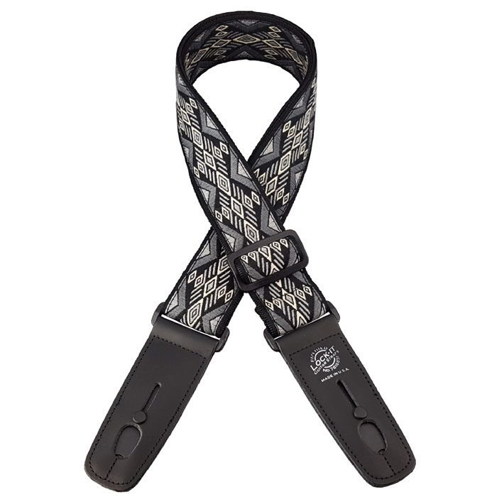 Lock-It Retro Vintage 2" Guitar Strap, Carbon Canyon Grey/Black, LIS-070-CC