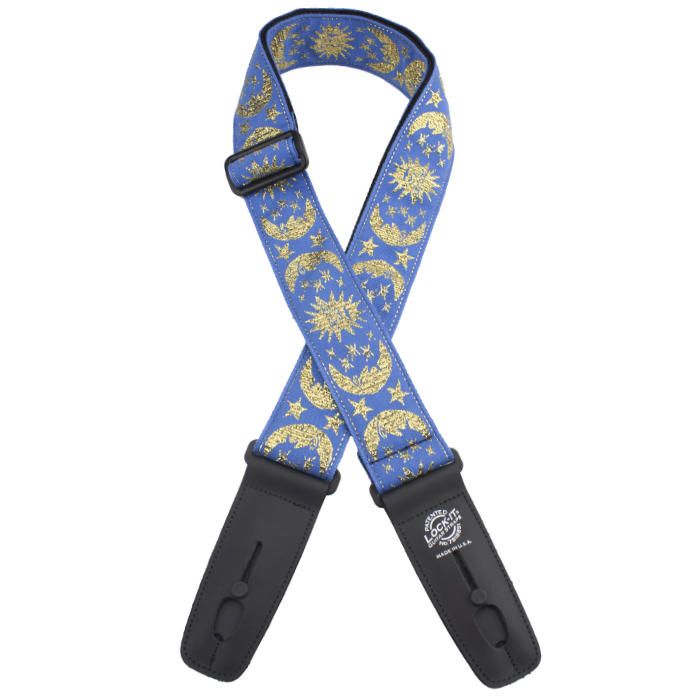 Lock-It Designer Series 2" Guitar Strap - Jacquard Blue Moon and Stars