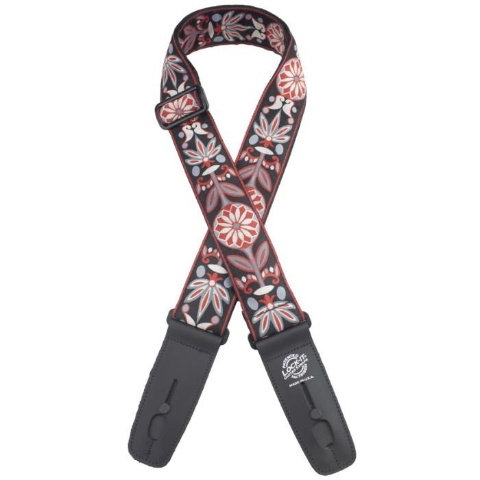 Lock-It Designer Series 2" Guitar Strap - Jacquard Red/Black Floral