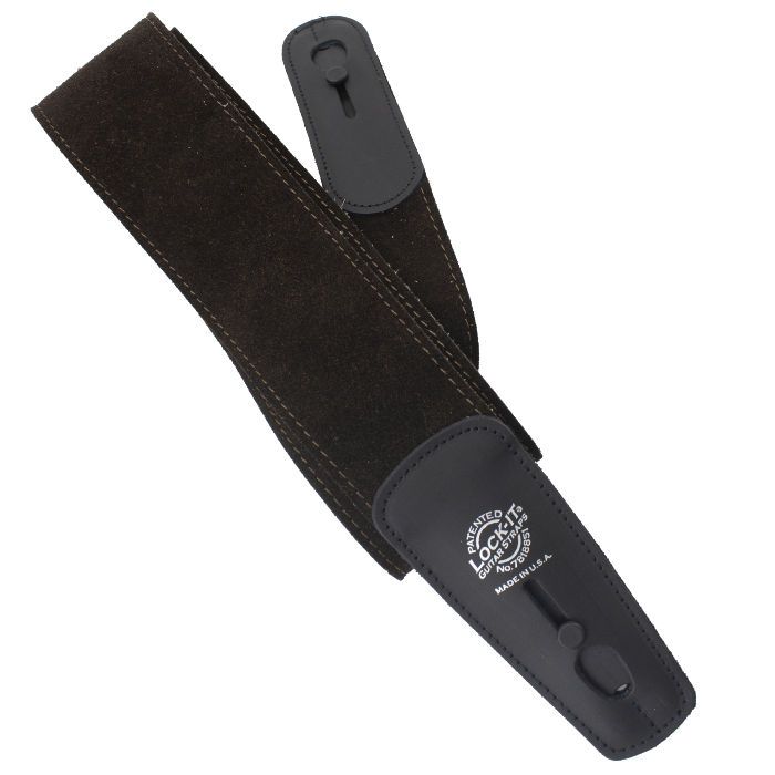 Lock-It Deluxe Series 2.75" Wide Guitar Strap - Chocolate Suede