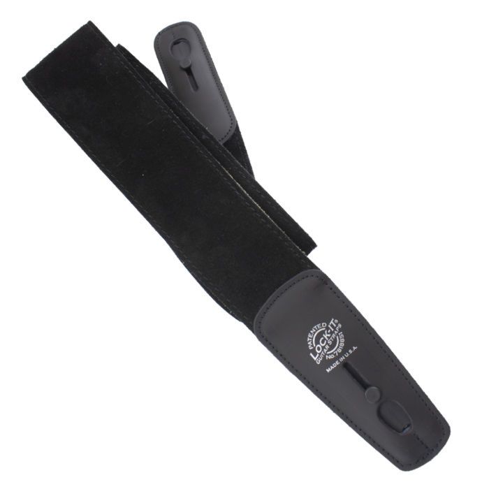 Lock-It Deluxe Series 2.75" Wide Guitar Strap - Black Suede