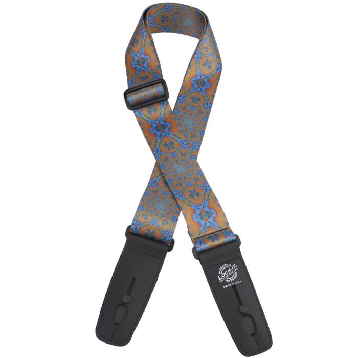 Lock-It Poly Plush Series Guitar Strap, 2" Wide - Psychedelic Orange/Blue