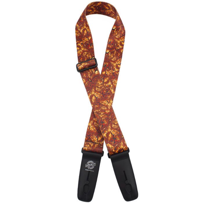 Lock-It Poly Plush Series Guitar Strap, 2" Wide - Gold Swirl