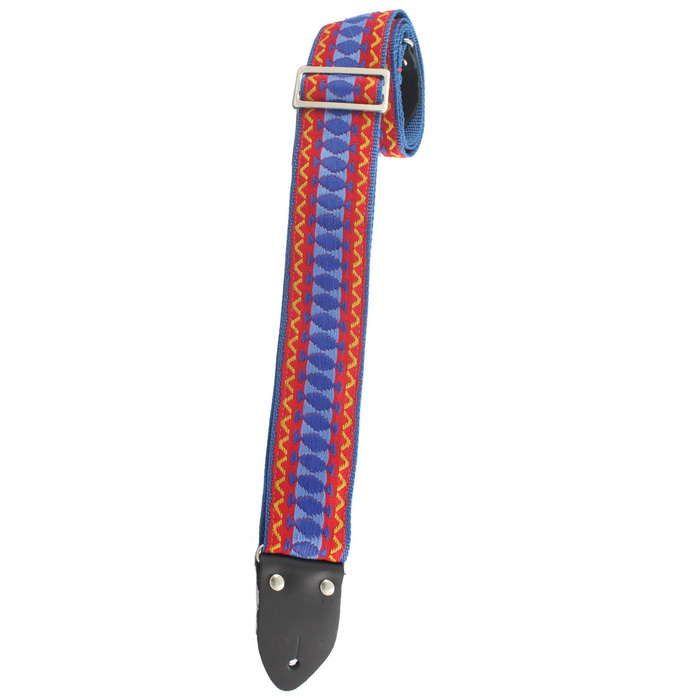 Henry Heller Vintage Deluxe Reissue Guitar Strap, Jacquard Red/Blue - HVDX-32