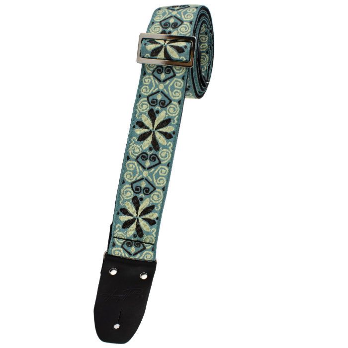 Henry Heller Vintage Reissue Guitar Strap, Jacquard Mint Mocha - HJQ2-19