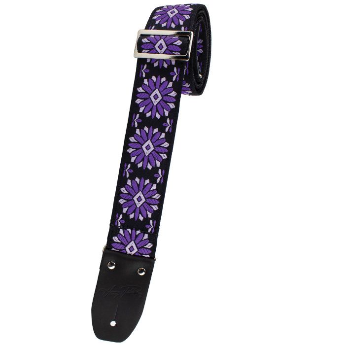 Henry Heller Vintage Reissue Guitar Strap, Jacquard Purple Flower - HJQ2-09