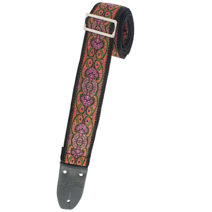 Henry Heller Vintage Reissue Guitar Strap, Jacquard Pink/Purple/Green - HJQ2-38