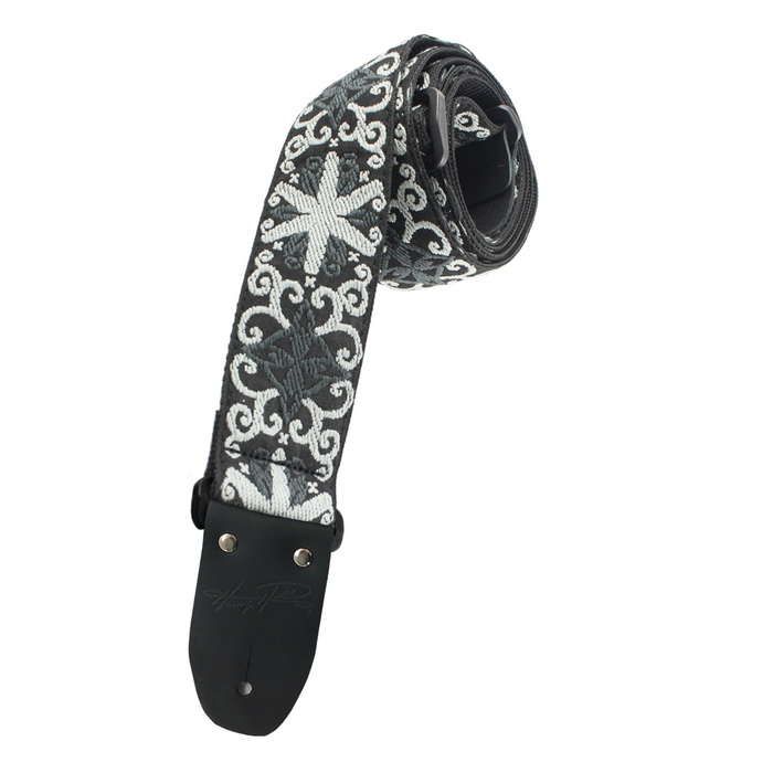 Henry Heller Vintage Reissue Guitar Strap, Jacquard Grey Charcoal, HJQ2-43