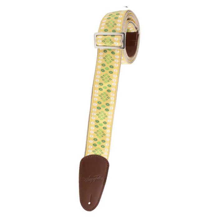 Henry Heller Vintage Jacquard Deluxe Guitar Strap, Yellow, HJQ2DX-31