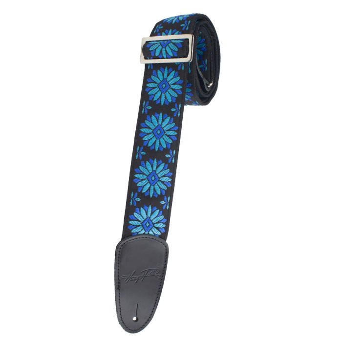 Henry Heller Vintage Jacquard Deluxe Guitar Strap, Blue Blossom, HJQ2DX-10