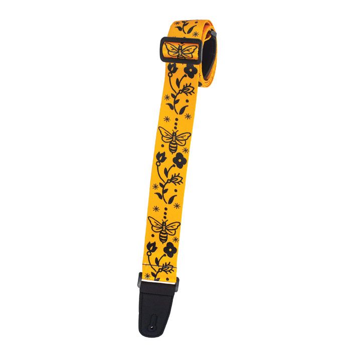 Henry Heller Artist Sublimination Series Guitar Strap, Bee Floral, HSUB2-57