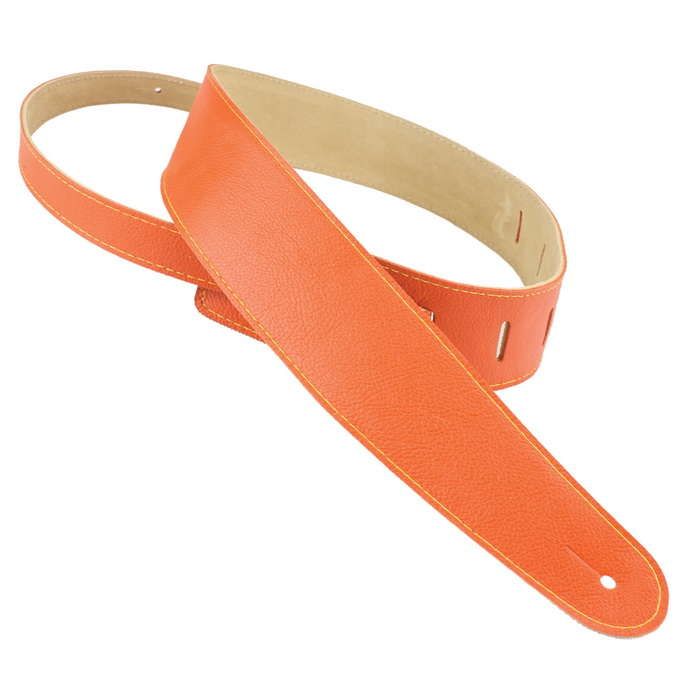 Henry Heller Leather Series, 2.5" Wide Leather Guitar Strap, Capri Orange